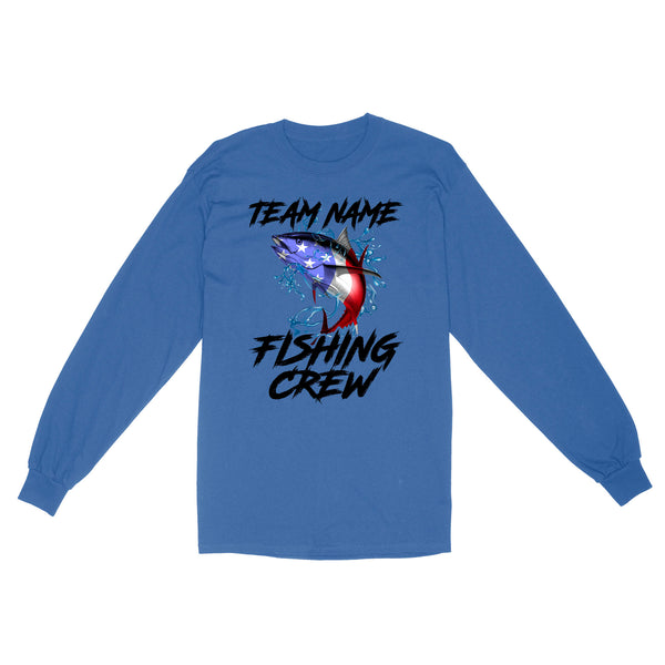 Tuna Fishing American Flag Custom Fishing Long Sleeve for Fishing team, Personalized Patriotic Fishing gifts FFS - IPHW2289