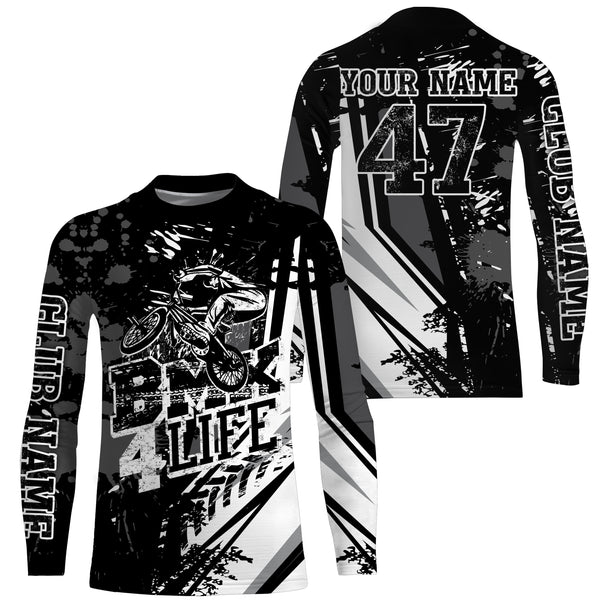 BMX 4 Life black BMX racing jersey UPF30+ sun shirt Custom Adult Youth cycling motocross racewear| SLC132