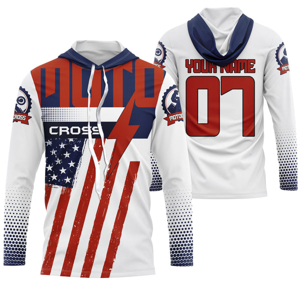 Custom motocross jersey American flag UPF30+ men women kid dirt bike racing motorcycle Patriotic NMS1001