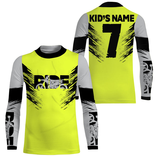 Custom dirt bike jersey adult kid UPF30+ motocross racing green off-road motorcycle racewear NMS968