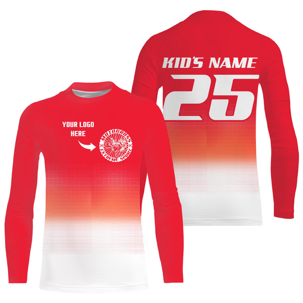 Custom logo motorcycle racing jersey UPF30+ adult kid orange motocross off-Road dirtbike riders NMS1018