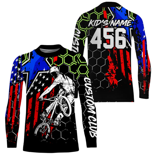 Custom Patriotic BMX racing jersey American UPF30+ Adult&Kid stunt riding Off-road Cycling team gear| SLC79