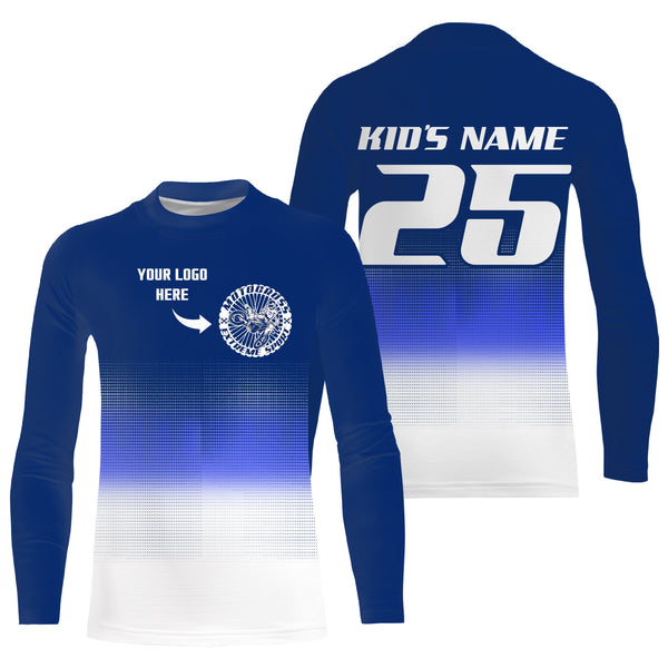 Custom logo motorcycle racing jersey UPF30+ adult kid blue motocross off-Road dirtbike riders NMS1019