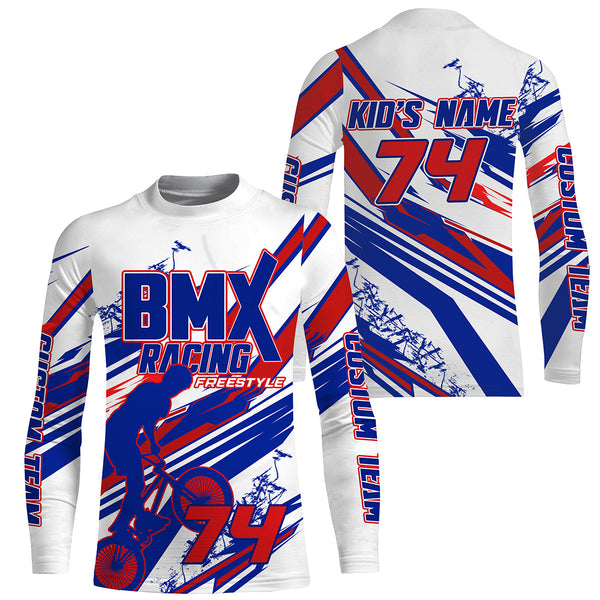 Blue BMX race gear Custom Lightweight UPF30+ sun shirt Adult kids extreme biking Cycling clothes| SLC109