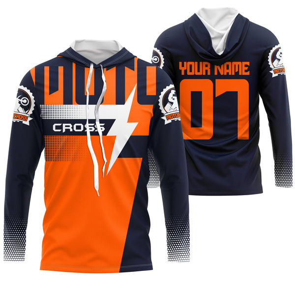 Custom motocross jersey orange UPF30+ men women kid dirt bike racing offroad motorcycle long sleeve NMS999