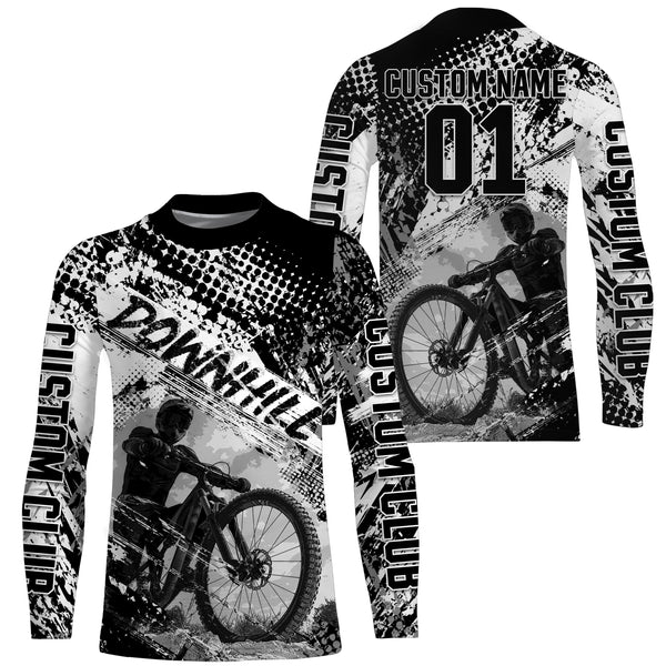 Black downhill racing jersey UPF30+ Mountain Bike shirt custom Adult Kid cycling gear MTB racewear| SLC137