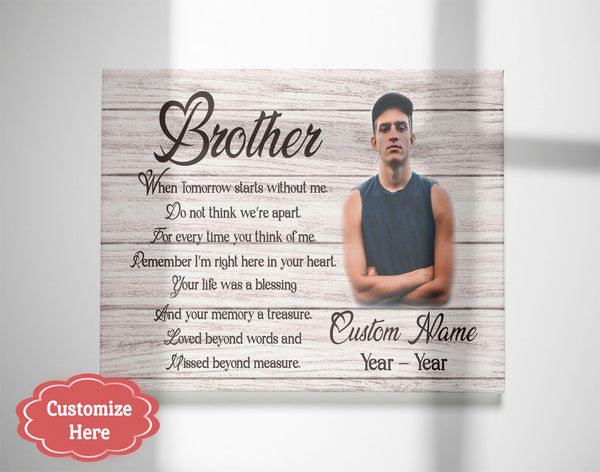 Personalized Memorial Canvas for loss of loved one, Meaningful Sympathy Gift for Loss of Brother My Angel Brother - VTQ137