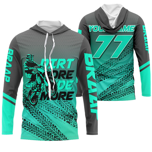 Kid adult custom motocross jersey turquoise blue UPF30+ dirt bike MX racing Dirt More Ride More NMS977