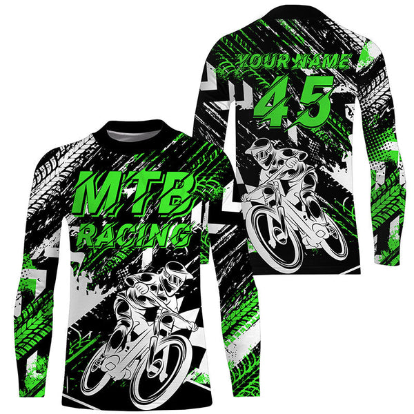 MTB riding jersey adult kids UPF30+ green mountain bike downhill cycling shirt for boys girls| SLC245