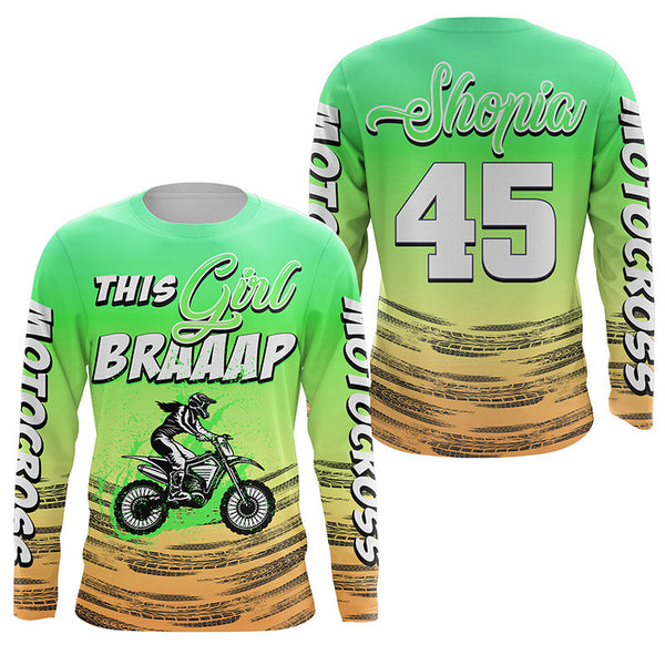 This Girl Brap Custom Motocross Jersey for Women Girls UPF30+ Dirt Bike Racing Off-road Motorcycle NMS1274