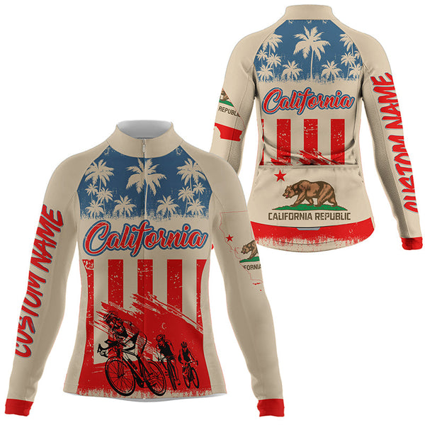 California cycling jersey men women with 3 pockets UPF50+ bike shirts full zip bicycle clothes| SLC206