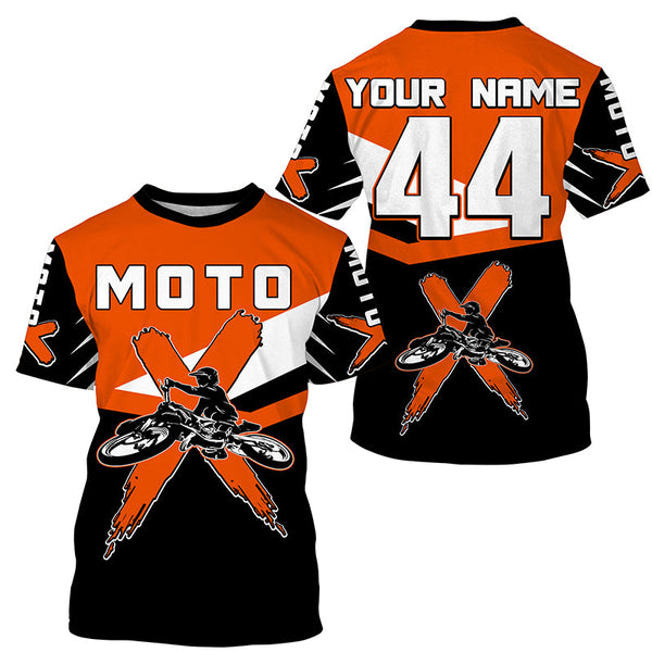 Custom dirt bike kid women men jersey UPF30+ extreme Motocross racing orange motorcycle shirt PDT320