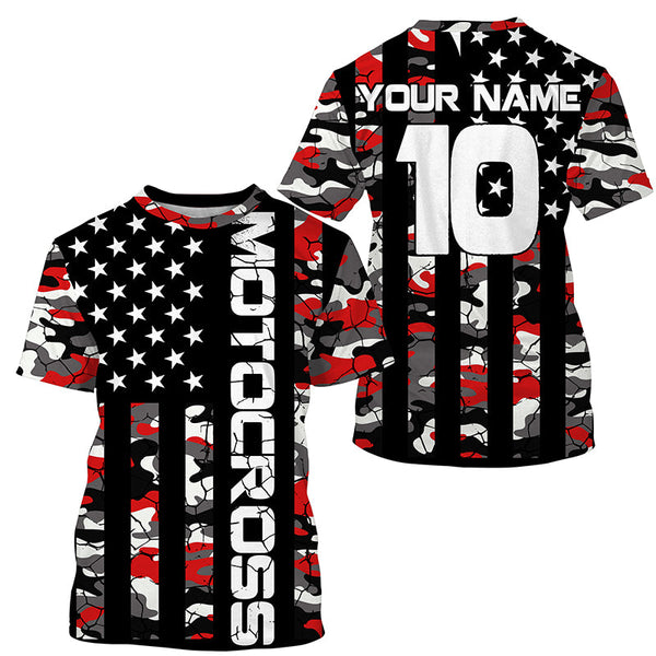 Camo Motocross youth men women jersey custom upf30+ patriotic off-road dirt bike shirt motorcycle PDT440