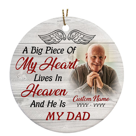 Dad Remembrance Ornament - Personalized Angel In Heaven Christmas Sympathy Gift For Loss Of Father ODT119