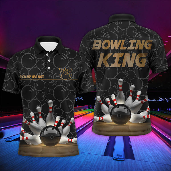 Bowling King Men Polo Shirt, Personalized Name Bowlers Jersey Short Sleeves NBP86