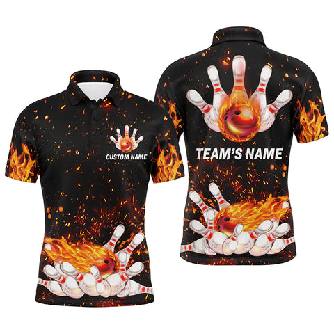 Flame Bowling Men Polo Shirt, Personalized Team Bowlers Jersey Short Sleeves NBP65