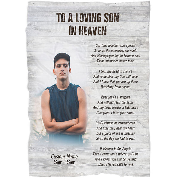 Personalized Son Memorial Blanket Loving Son Remembrance Sympathy Blanket Throw Bereavement Keepsake N2758