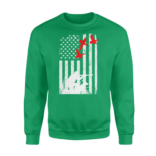 Duck hunting american flag 4th July, duck hunting dog NQSD39 - Standard Crew Neck Sweatshirt