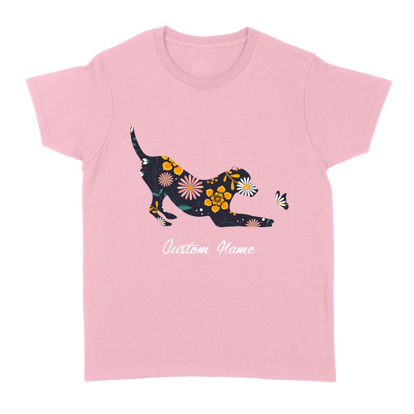 Floral Labrador Retriever T-shirt| Custom Name Lab Owner Shirt Labrador Owner Gift Lab Mom Gift| JTSD338