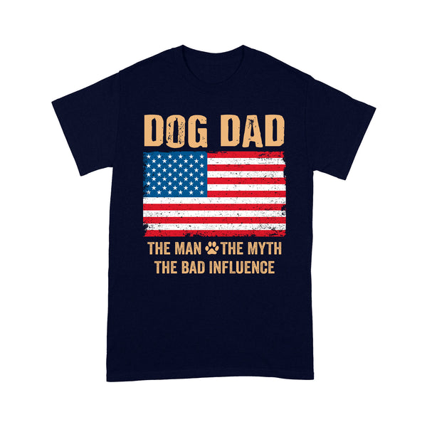 Dog Dad T-shirt for Men - Cool American Flag Printed Shirt, Dog Lover Tee, Dog Dad Shirt| JTSD156 A02M05