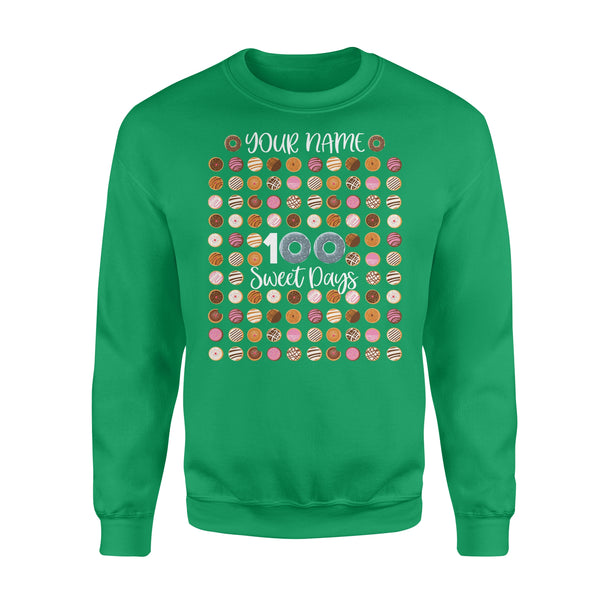 Custom shirt 100th day of school shirt, Happy 100th Day, 100 sweet days D02 NQS1266 - Standard Crew Neck Sweatshirt