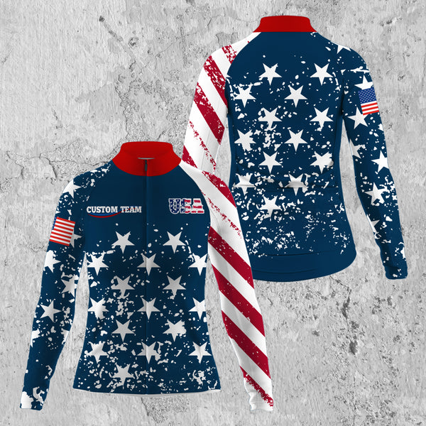 American Womens road cycling jersey Anti-UV US cycle gear 3 Pockets Custom team BMX MTB racing jersey| SLC66