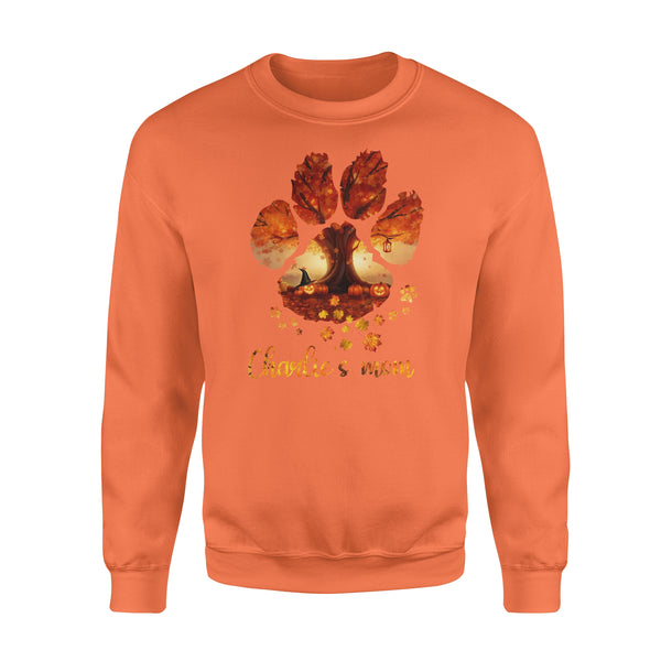 Custom dog's name dog paws mom autum halloween personalized gift - Standard Crew Neck Sweatshirt