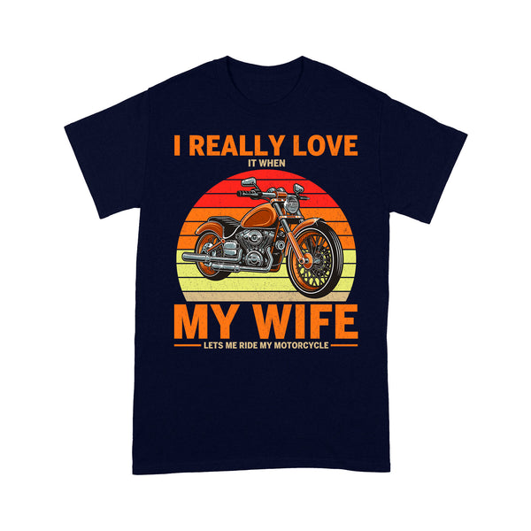 I Really Love My Wife Motorcycle Men T-shirt - Biker T-shirt, Cool Cruiser Rider Shirt for Husband Biker| NMS08 A01