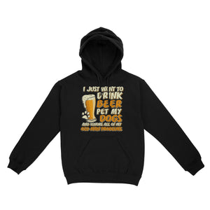 Funny Dog Lover Hoodie for Dog Owner, Dog Dad| Drink Beer Pet My Dog Ignore My Old Man Problem Shirt JTSD356