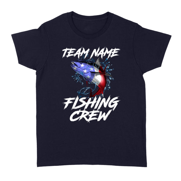 Tuna Fishing American Flag Custom Fishing Women's T-Shirts for Fishing team, Personalized Patriotic Fishing gifts FFS - IPHW2290