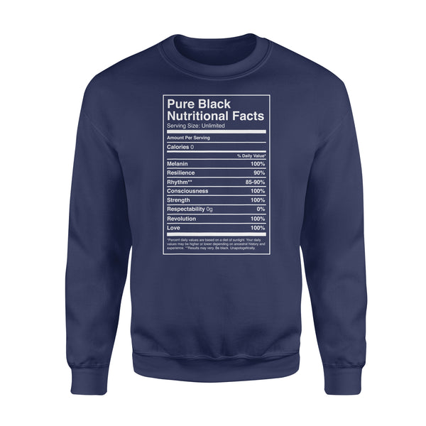 Black Pride Pure Black Nutritional Facts - Standard Crew Neck Sweatshirt