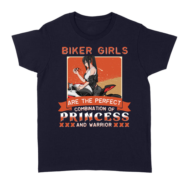 Biker Girl Combination of Princess and Warrior - Motorcycle Women T-shirt, Cool Tee for Female Rider, Cruiser| NMS30 A01