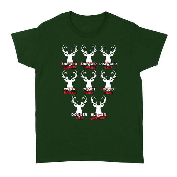 Funny Christmas Reindeer Hunter Shirt, Deer Hunter Gift D02 NQS2460 Standard Women's T-shirt