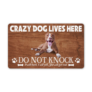 Custom Dog Doormat| Crazy Dog Lives Here Dog Welcome Mat| Gift for Dog Lovers, Dog Mom, Dog Owner| JDM68