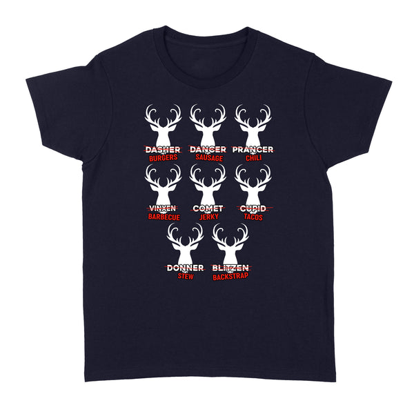 Funny Christmas Reindeer Hunter Shirt, Deer Hunter Gift D02 NQS2460 Standard Women's T-shirt