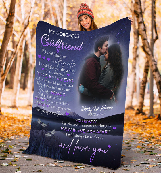 Personalized Blanket for Girlfriend| My  Gorgeous Girlfriend – I Love You| Galaxy  with Dragonfly Blanket| To My Girlfriend  Blanket| Best Valentines Gifts for Her on  Anniversary BP40 Myfihu