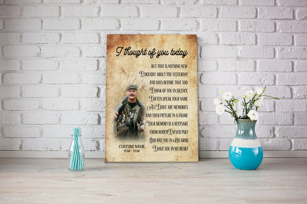 Personalized Memorial Canvas - I Thought of You Today| Memorial Sympathy Gift for Loss of Father Mother Husband Son in Heaven, Bereavement Gift| In Loving Memory Remembrance| N2422