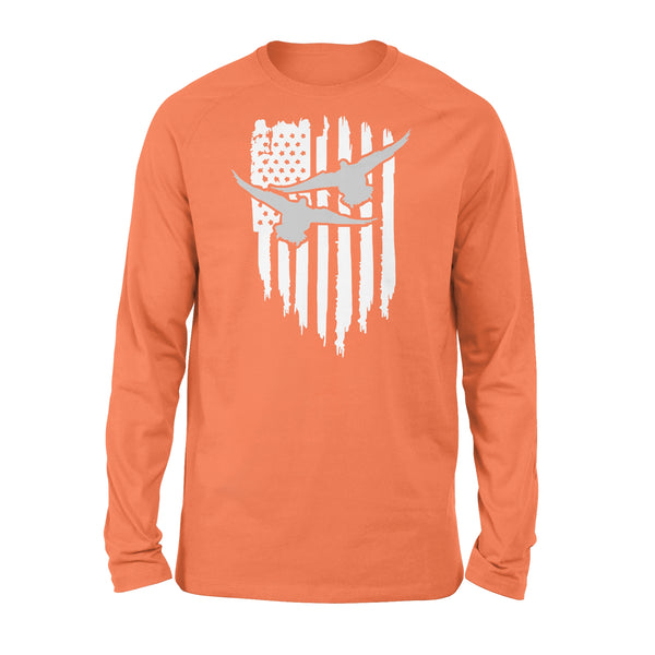Duck Hunting American Flag Clothes, Shirt for Hunting - Standard Long Sleeve