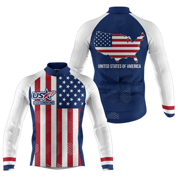 Men/Women American cycling jersey with 3 pockets UPF50+ USA bike shirt full zip MTB BMX gear| SLC160