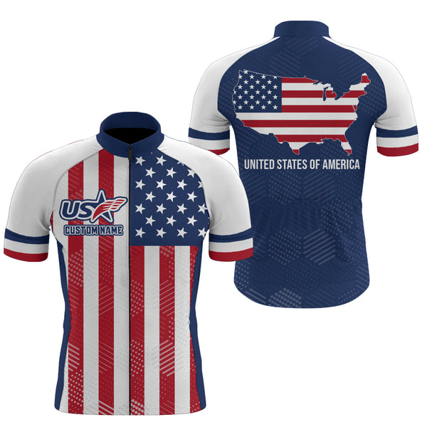 Men/Women American cycling jersey with 3 pockets UPF50+ USA bike shirt full zip MTB BMX gear| SLC160