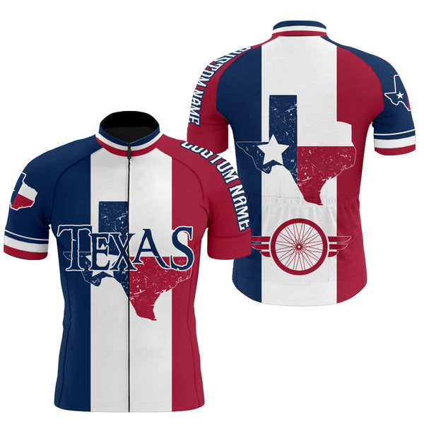 Texas Men's cycling jersey UPF50+ bike shirt with full zip 3-rear pockets MTB BMX cycle gear| SLC143