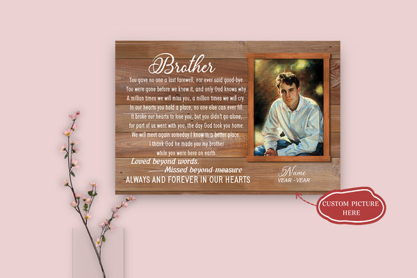 Loss of Brother Gift Memorial Personalized Picture Canvas| Sympathy Gift| Son Remembrance| Brother Memorial Custom Gift| Bereavement Condolence Keepsake Grieving Gift| T72