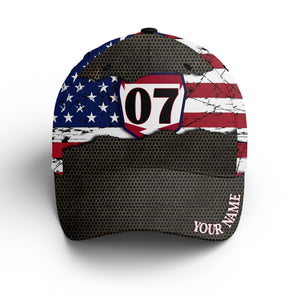 American Flag Motorcycle Cap - Personalized Dirt Bike Plate Number BWB Hat for Bikers, Off-road Riders| NMS377