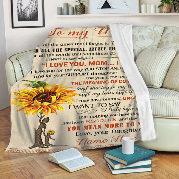 Personalized Blanket To My Mom| Mom You Mean More To Me Sunflower Fleece Blanket| Mom Blanket Gift from Daughter Son| Thoughtful Gift for Mom on Christmas, Birthday, Mother's Day JB04