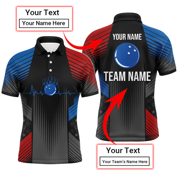 USA Bowling Shirt for Men Custom Bowling Team Jersey Men's Bowling Polo Shirt Bowling Gift BDT23