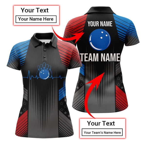 USA Bowling Shirt for Women Bowling Jersey For Team Patriotic Personalized Bowling Polo Shirt  BDT24