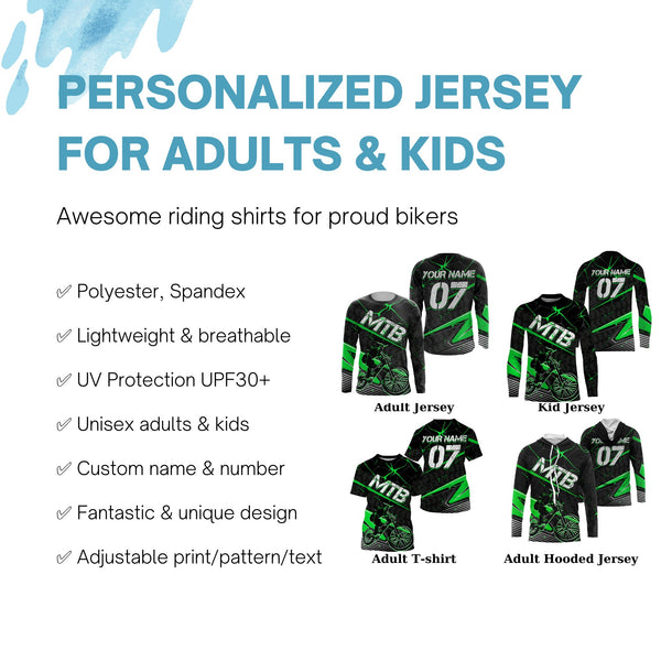 Custom MTB racing jersey UPF30+ green biking shirts Off-road Cycling adult&kid racewear| SLC49