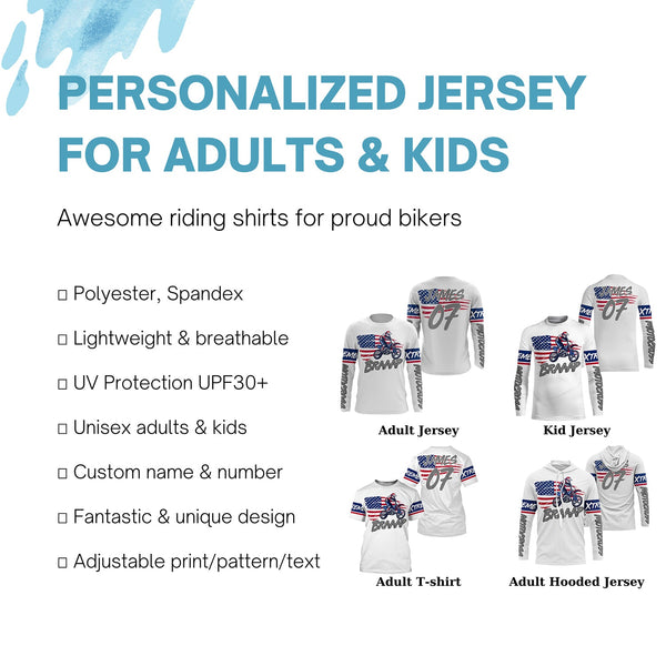 Kid&Adult custom Motocross jersey American Flag AntiUV Brap dirt bike Extreme MX racing motorcycle| NMS918