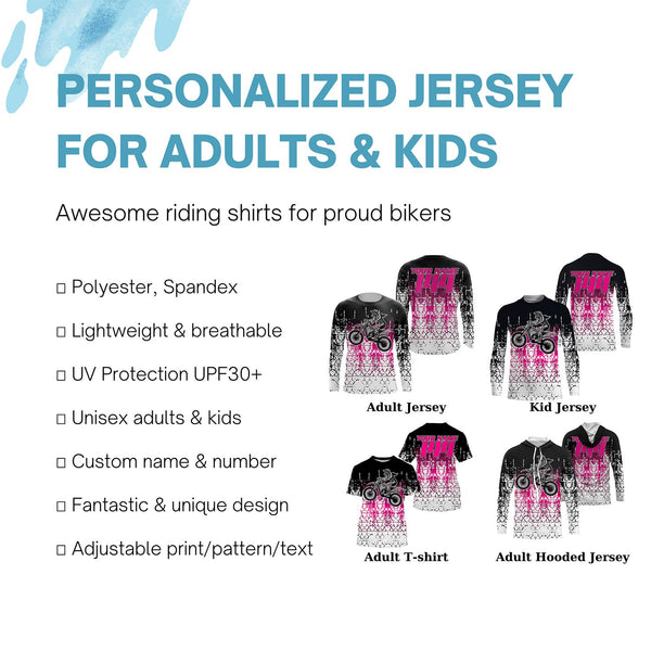 Adult&Kid custom Motocross jersey UPF30+ MX racing biker girl womens off-road dirt bike racewear| NMS925