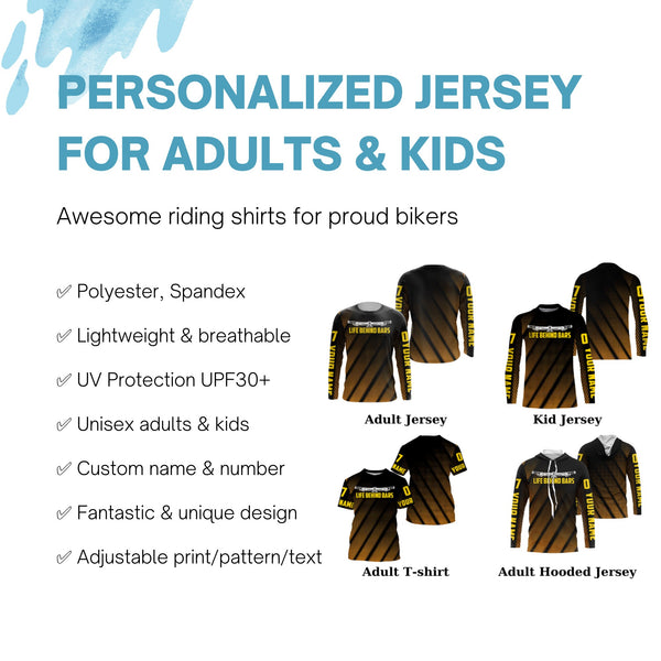 Life Behind Bars racing jersey Custom UPF30+ MTB BMX mountain biking cycling adult&kid racewear| SLC39